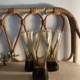 3 Luminarc smoked glass orangeade glasses