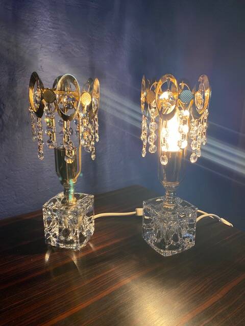 Pair of crystal lamps from the 80s