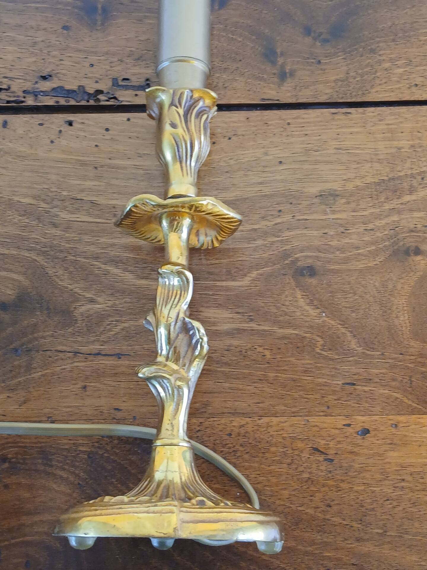 Vintage Rococo style gilded bronze lamp base