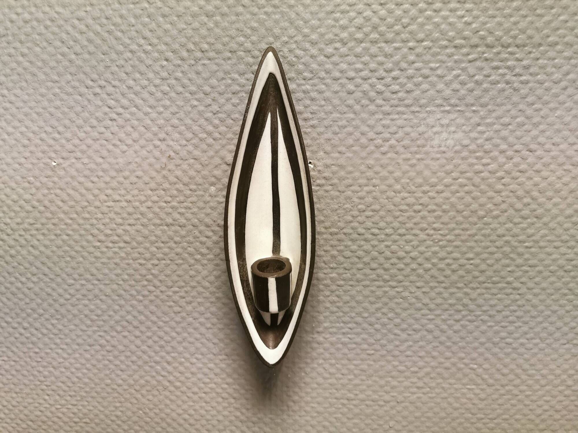 Wall-hung candle holder in the black series, made by Michael Andersen Bornholm Denmark 1960s