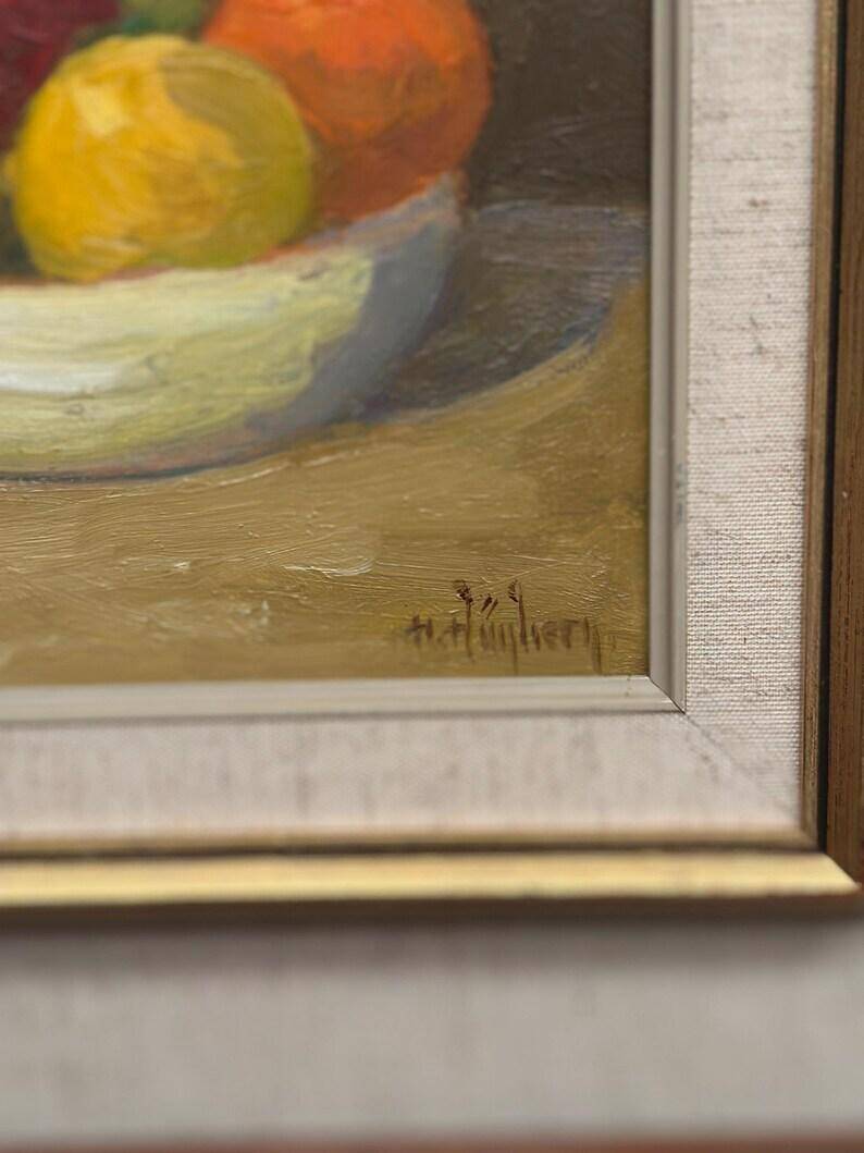 Oil on Panel “Still Life with Fruit” by Hilding Bernhard Högberg Vintage