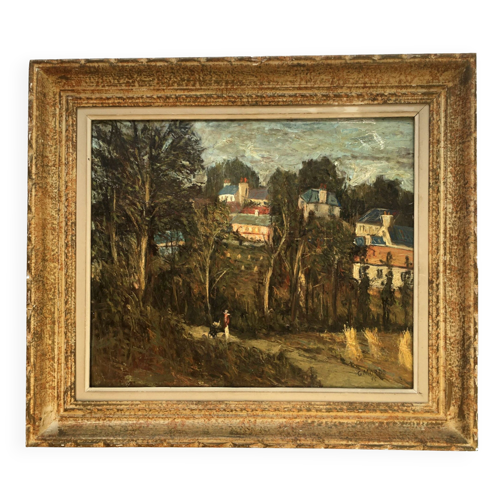 TABLEAU ANCIEN ENCADRÉ Peinture Huile Sur Panneau Bois Signée Louis G