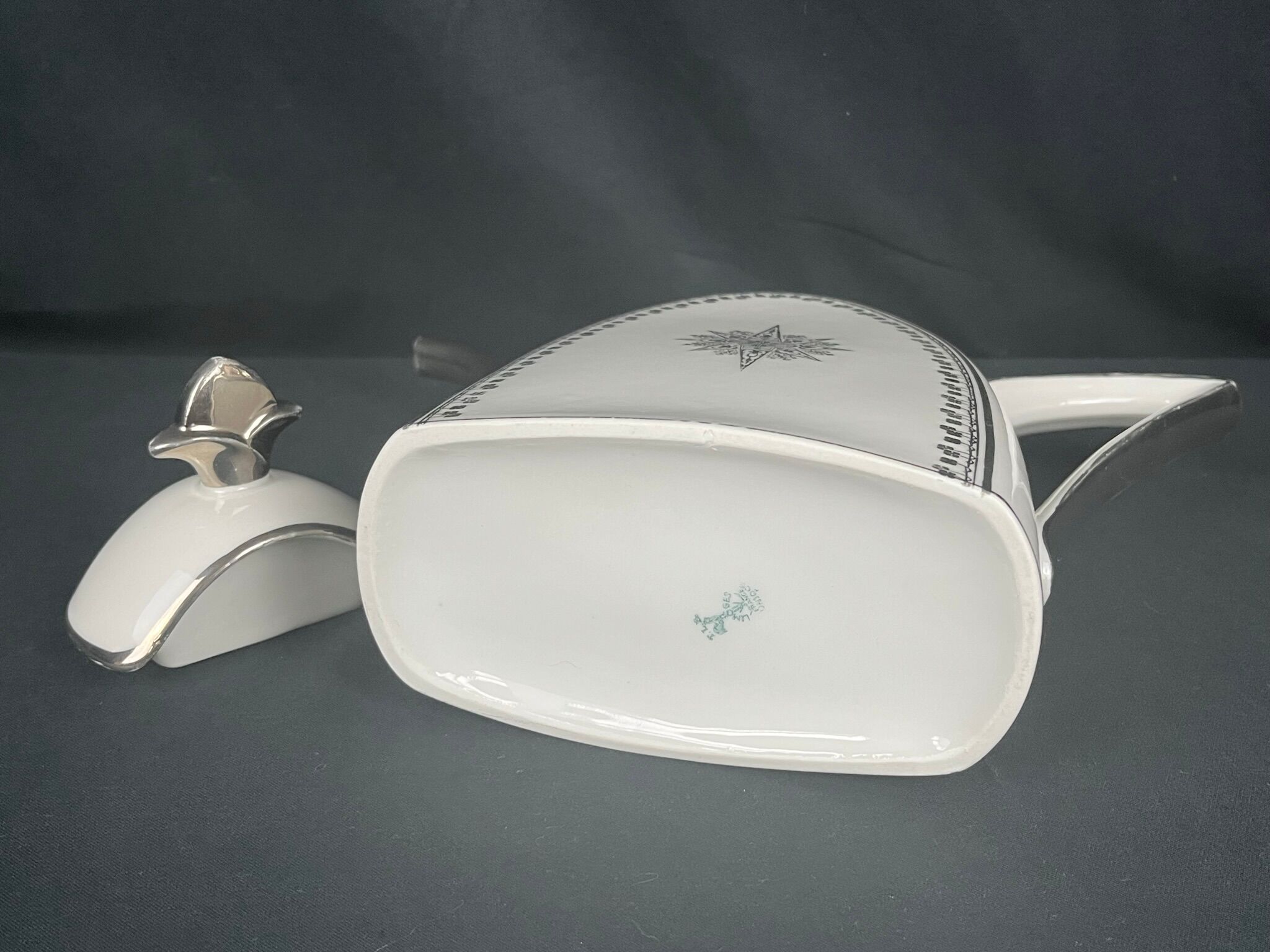 Art Deco coffee maker porcelain Limoges silver decoration around 1930