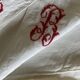 Nappe en fil de lin 19e brodée rouge