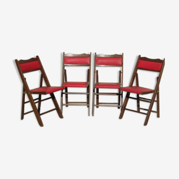 4 chaises pliantes, strapontins de théâtre, 1960