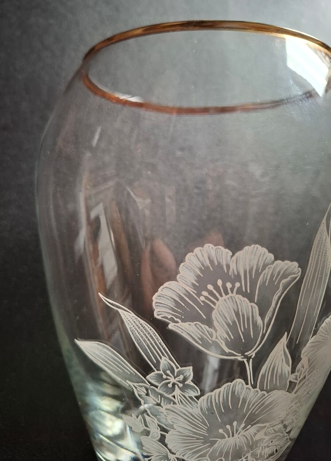 Large engraved crystal vase