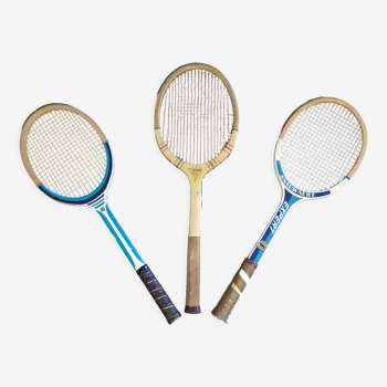Lot 3 vintage wooden tennis rackets