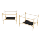 Maison Jansen style pair of brass opaline glass side tables 1970