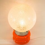 Lampe base en verre orange années 70