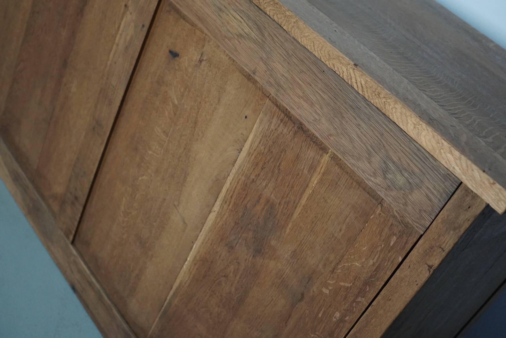 Antique French oak shop cabinet / kitchen island, 1930s