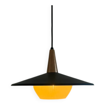 Suspension en verre cuivré danois vintage - lampe de style années 1960