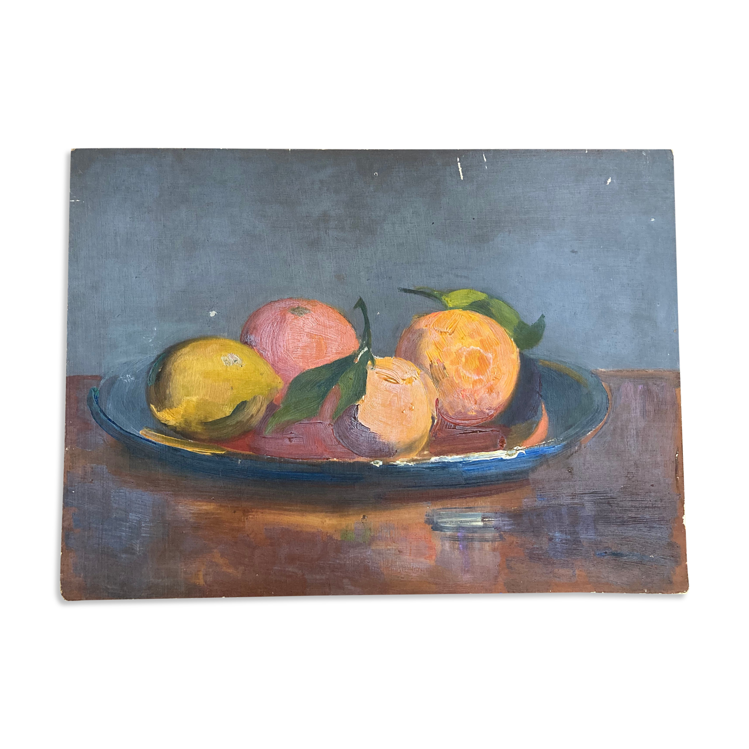 Still life in oil on impressionist cardboard