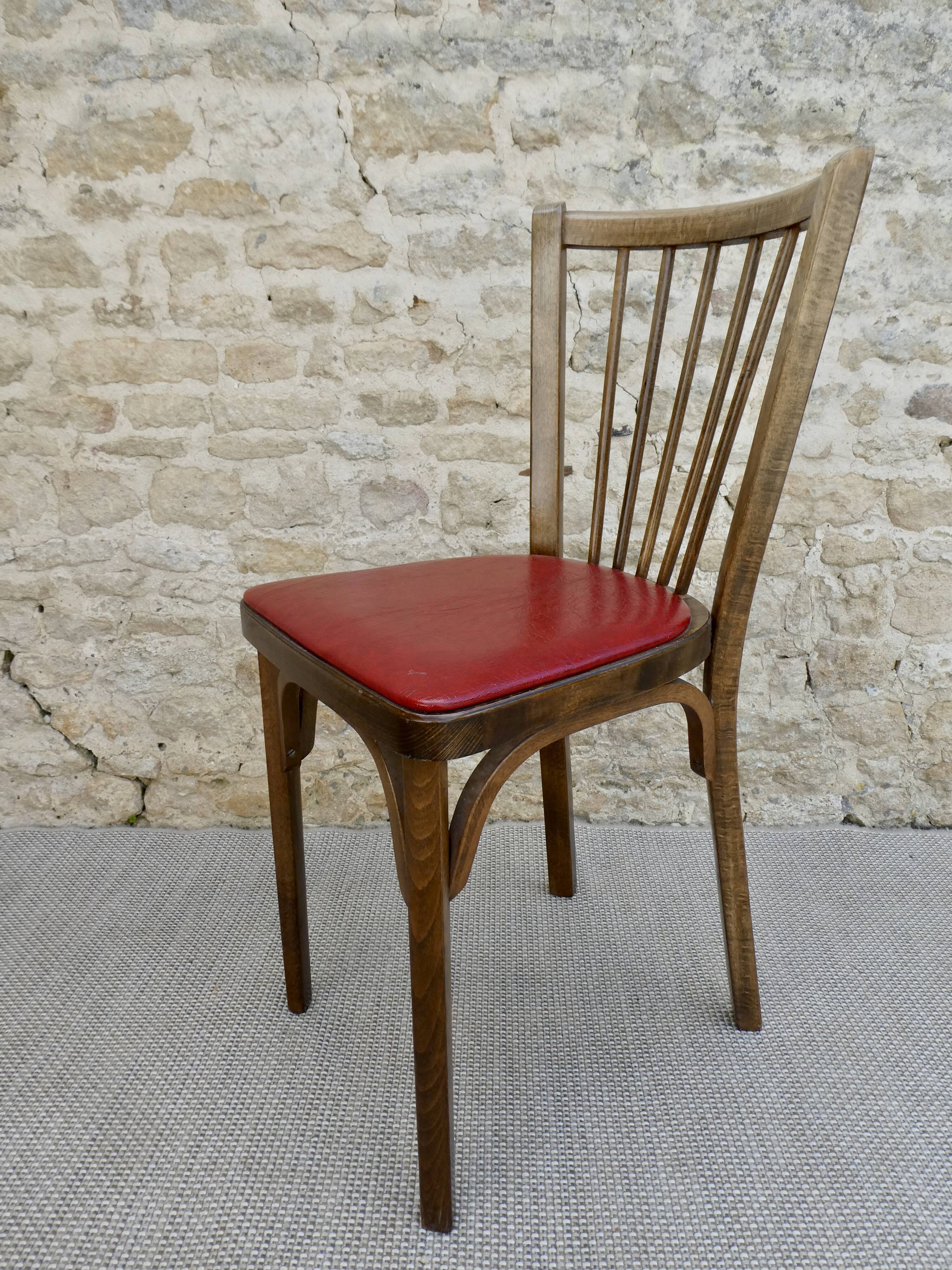 Baumann bistro chair, in wood and skai