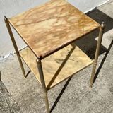 small side table with 2 brass and marble tops, vintage 1960