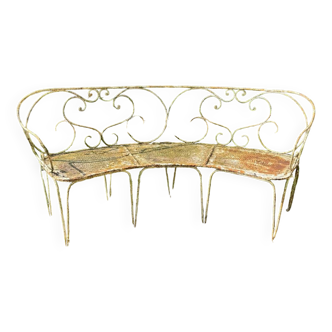 Wrought iron half-moon bench