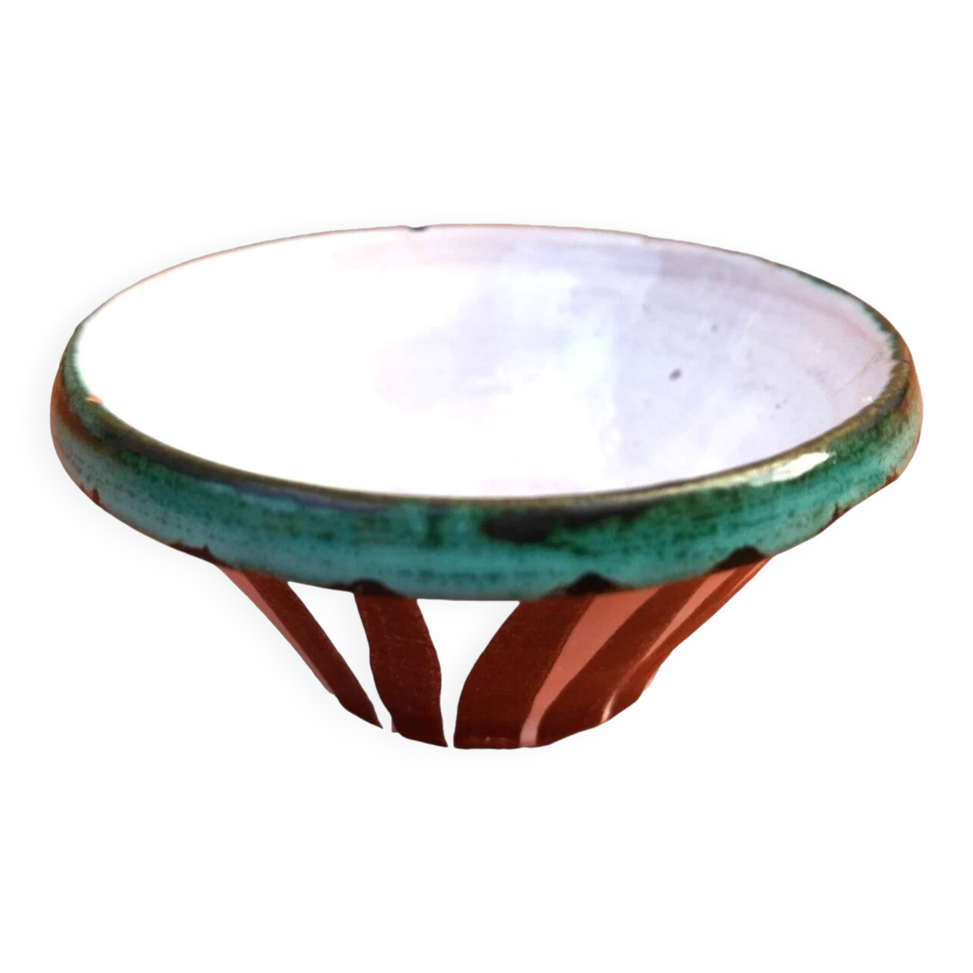 1960s Vallauris glazed ceramic striped bowl