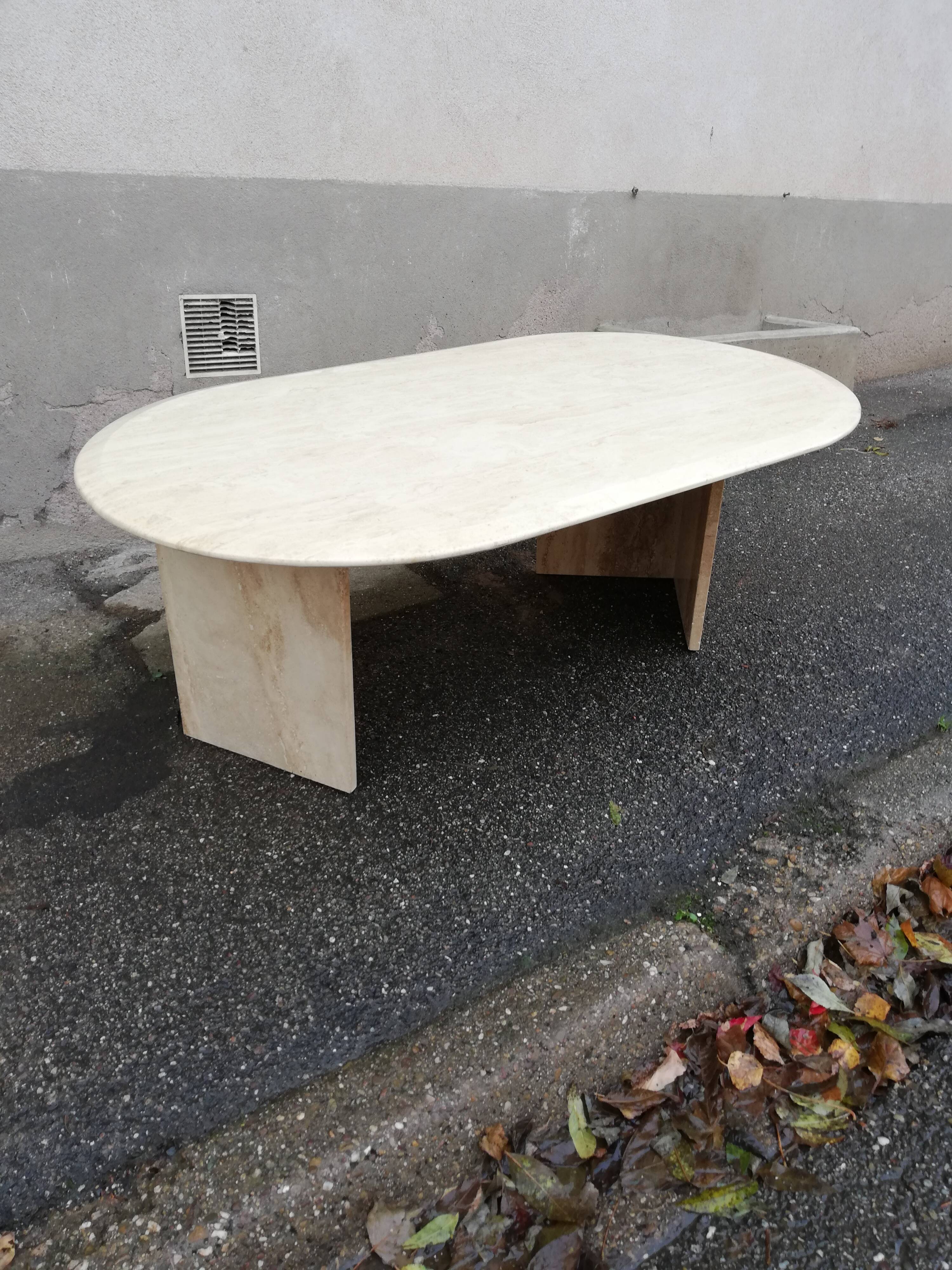 Vintage oval travertine coffee table
