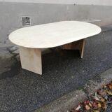 Vintage oval travertine coffee table