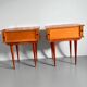 Pair of vintage bedside tables from the 1950s/60s in mahogany – tapered brass legs.