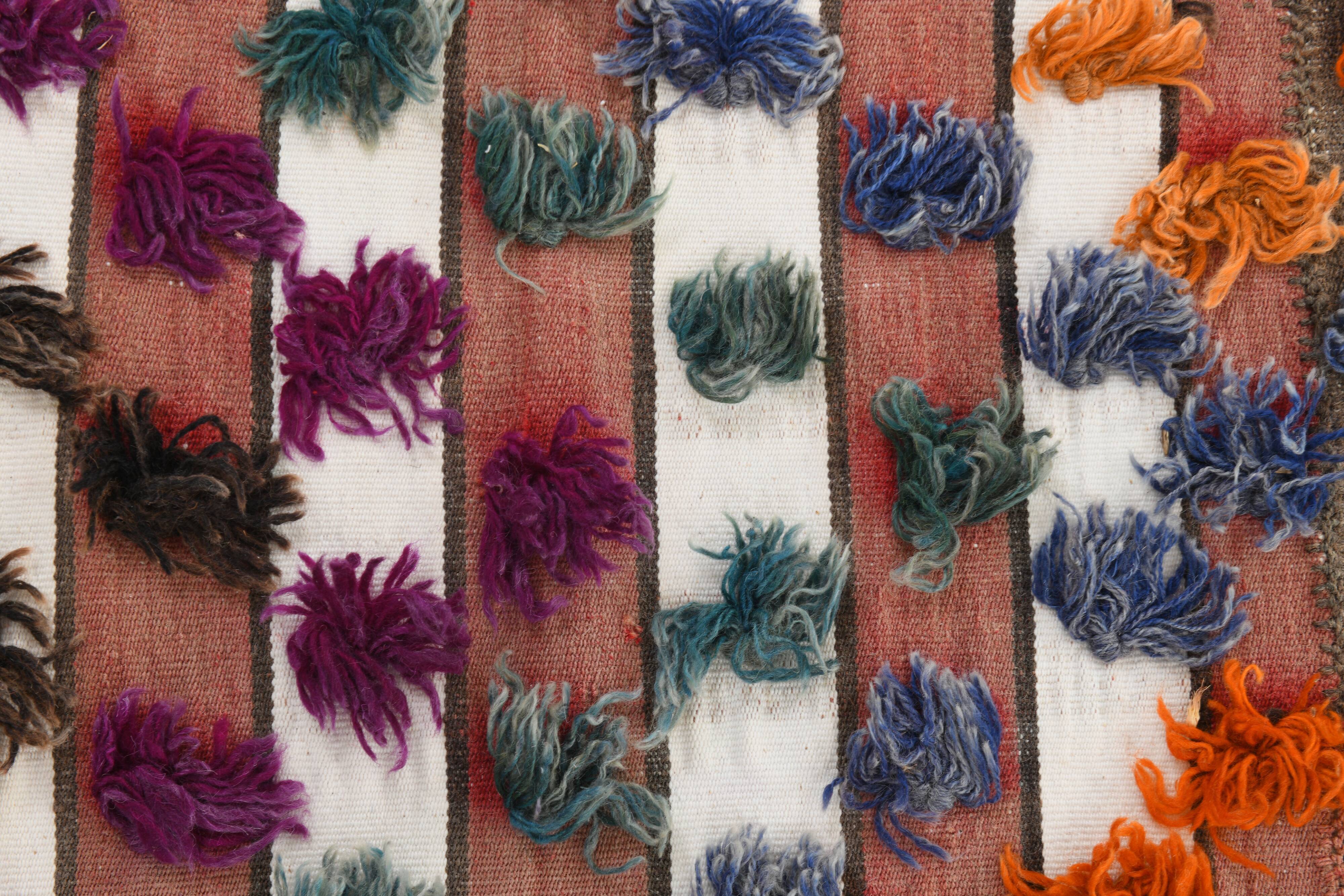 Polka dot wool vintage rug