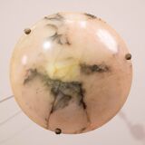 Art Decò Albaster white and pink chandelier, 1950s