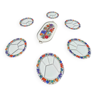 Acapulco flat set & 6 fondue plates