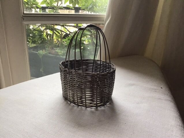 Silver metal woven basket