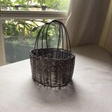 Silver metal woven basket