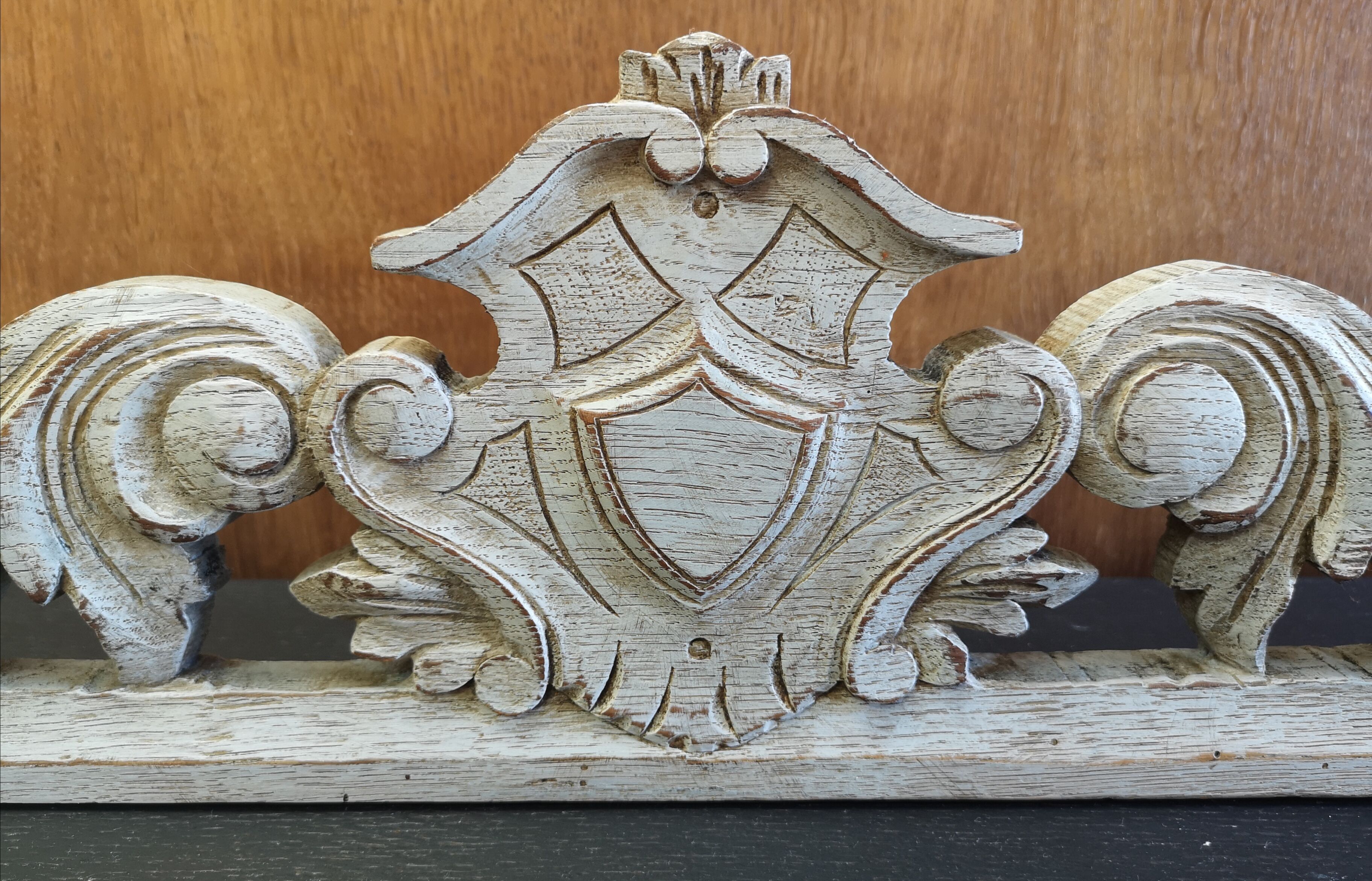Fronton patina shabby chic gustavien XIX th 60 cm