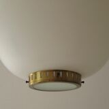 Satinated opaline glass/brass Kina hanging lamp, Bent Karlby, Lyfa