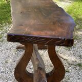 Vintage 1960s Brutalist table in walnut (trunk)