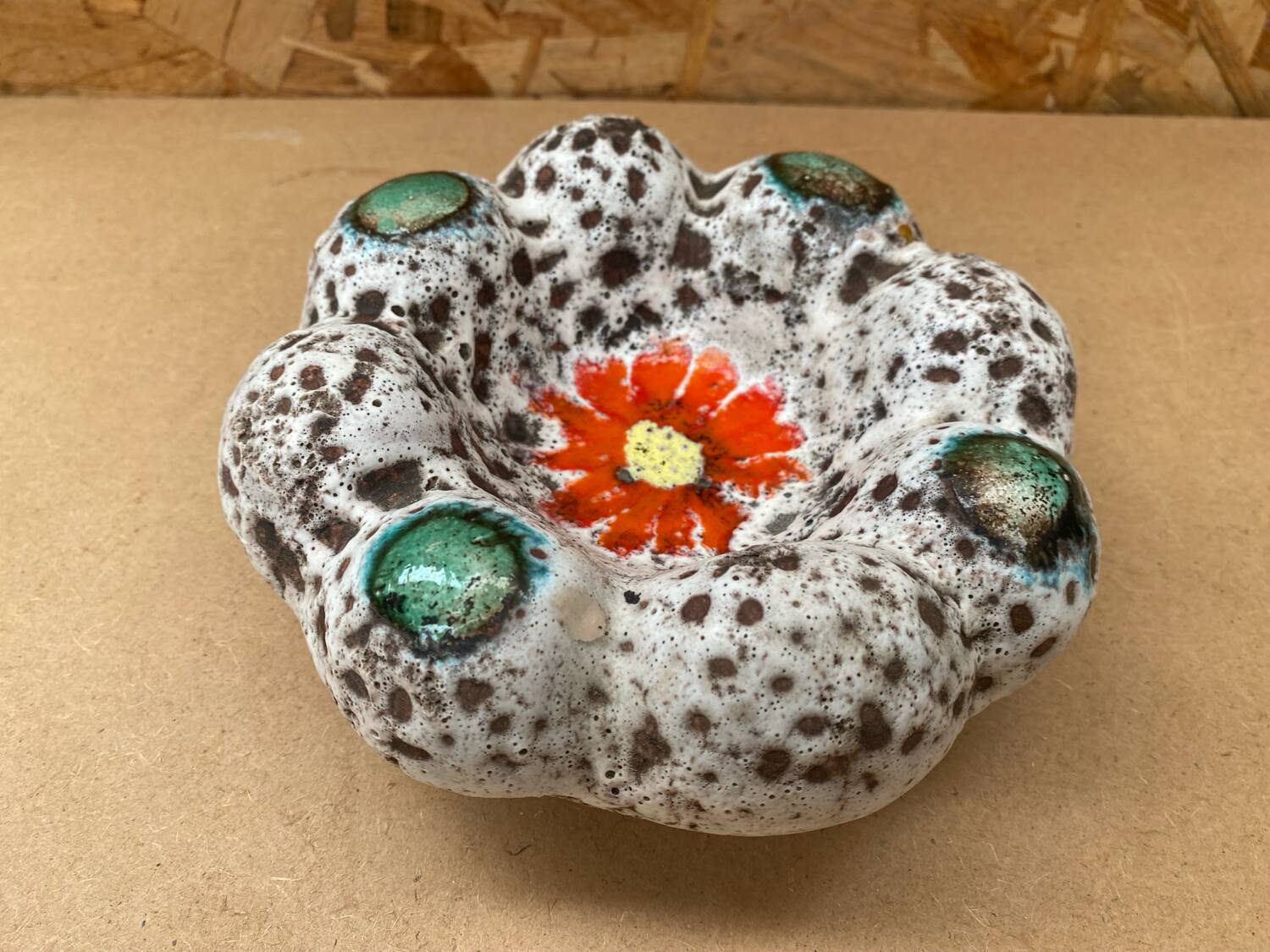 Antique Ashtray VALLAURIS Style Speckled Ceramic Vintage