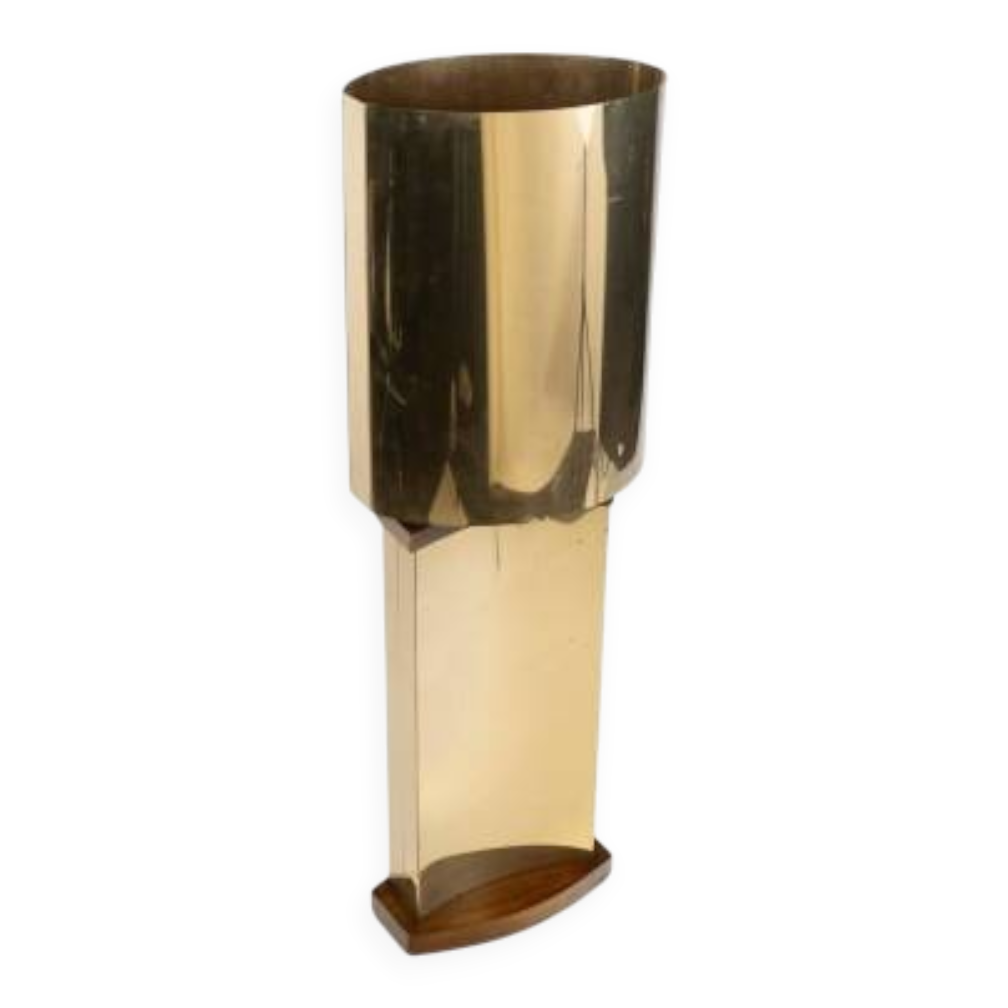 1970s brass and wood table lamp