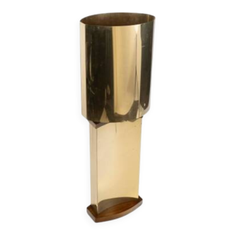 Lampe de table en laiton et bois des années 1970
