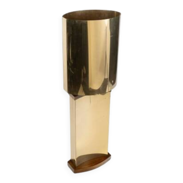 Lampe de table en laiton et bois des années 1970