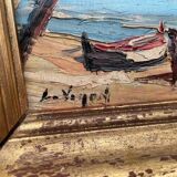 Peinture à l'huile vintage d'une crique de mer