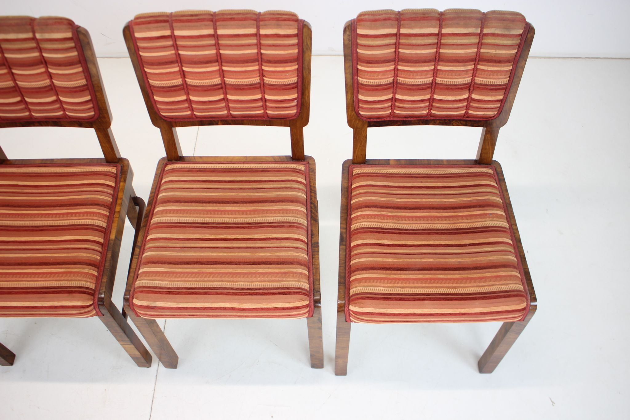 1930s set of 4 art deco dining chairs, czechoslovakia