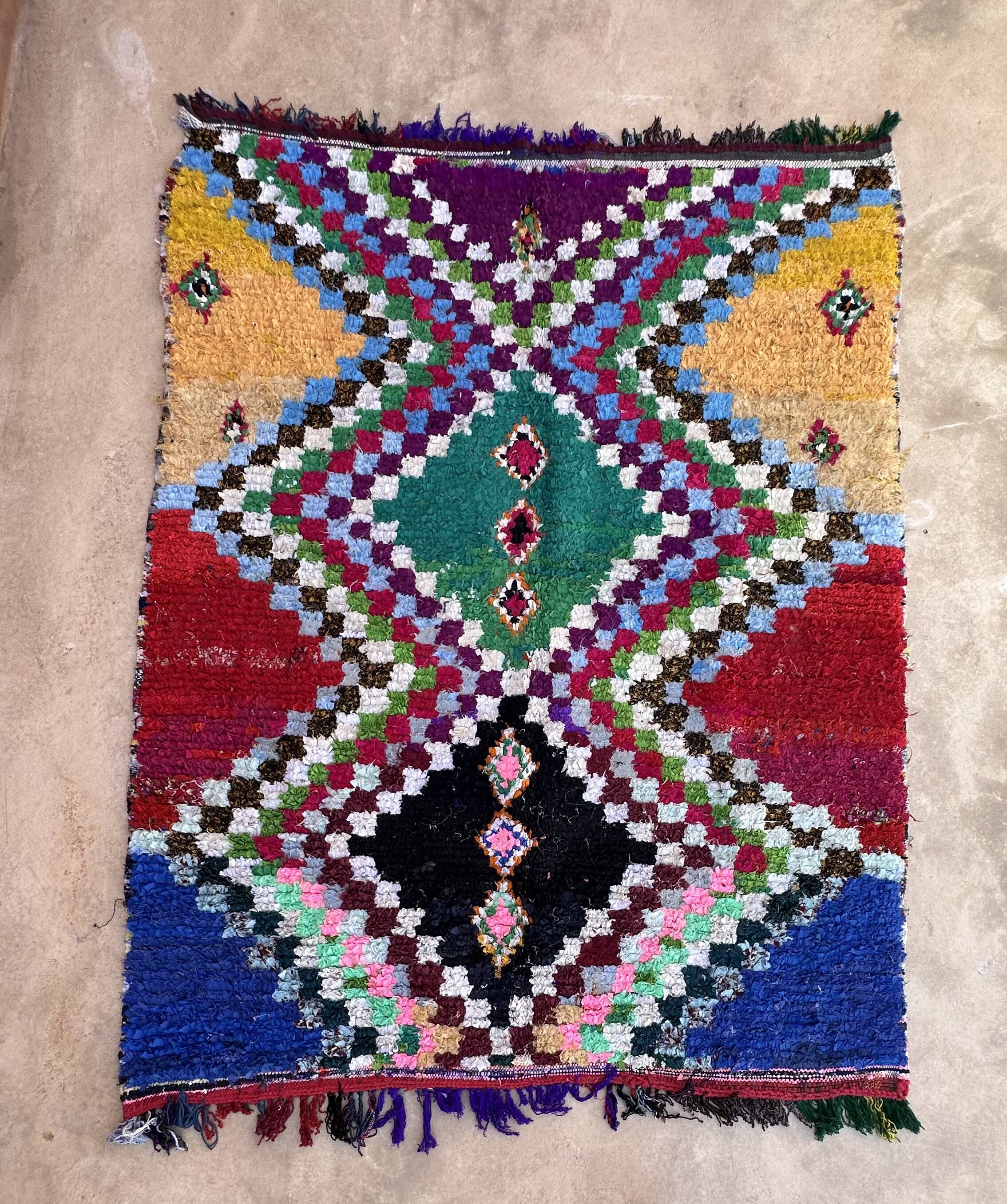 Tapis Berbère Boucherouite coloré - 156 x 200 cm