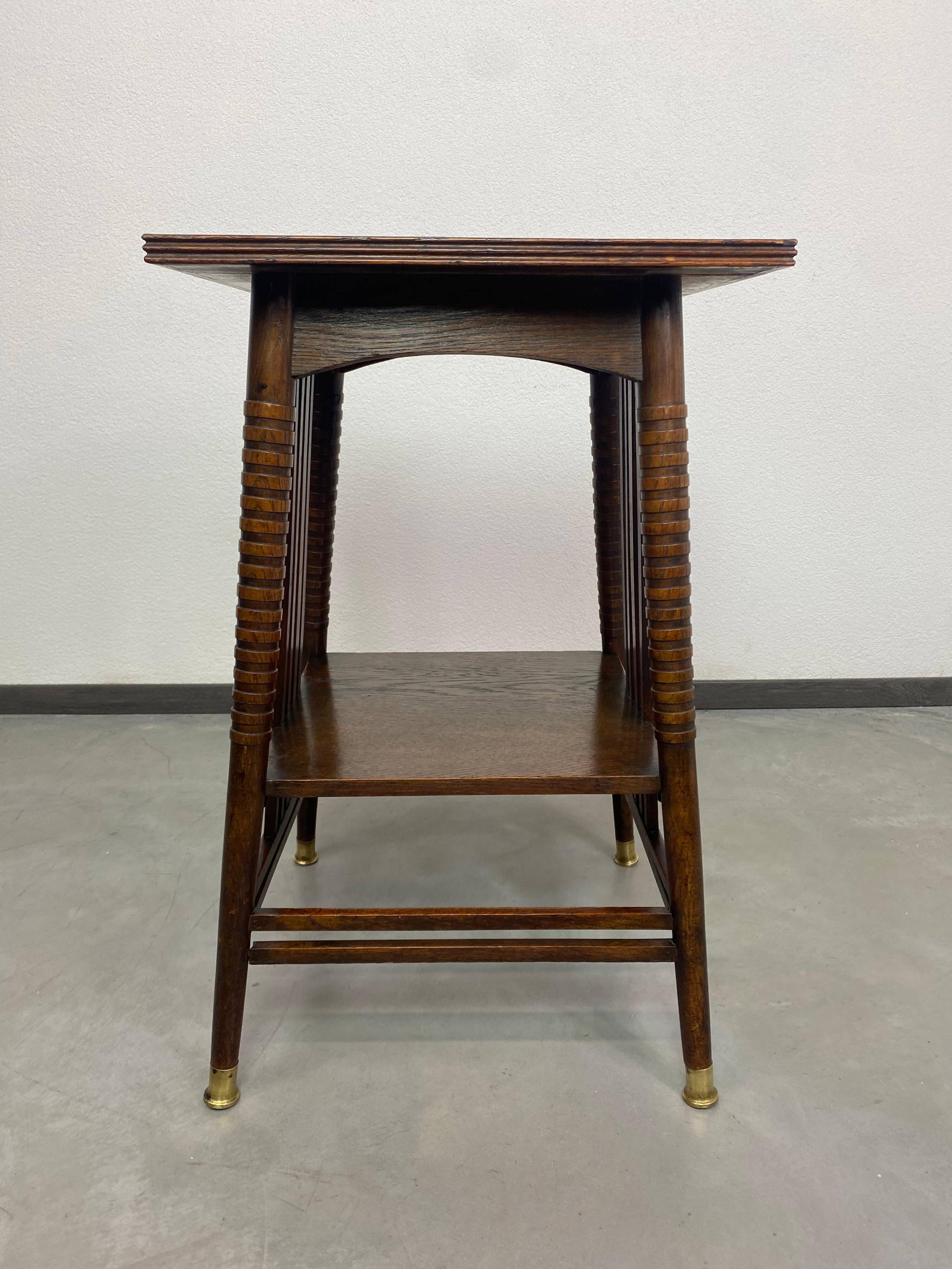 Side table in Jugendstil with a top made of blue tiles by Adolf Loos.