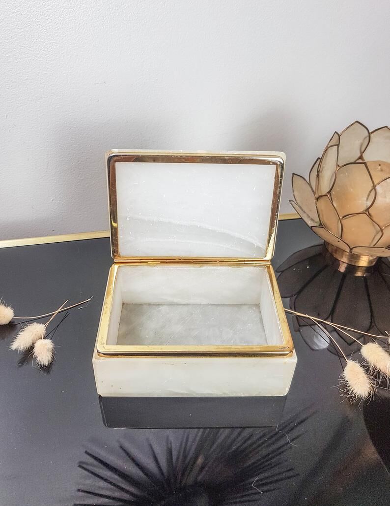 Marble and brass jewellery box