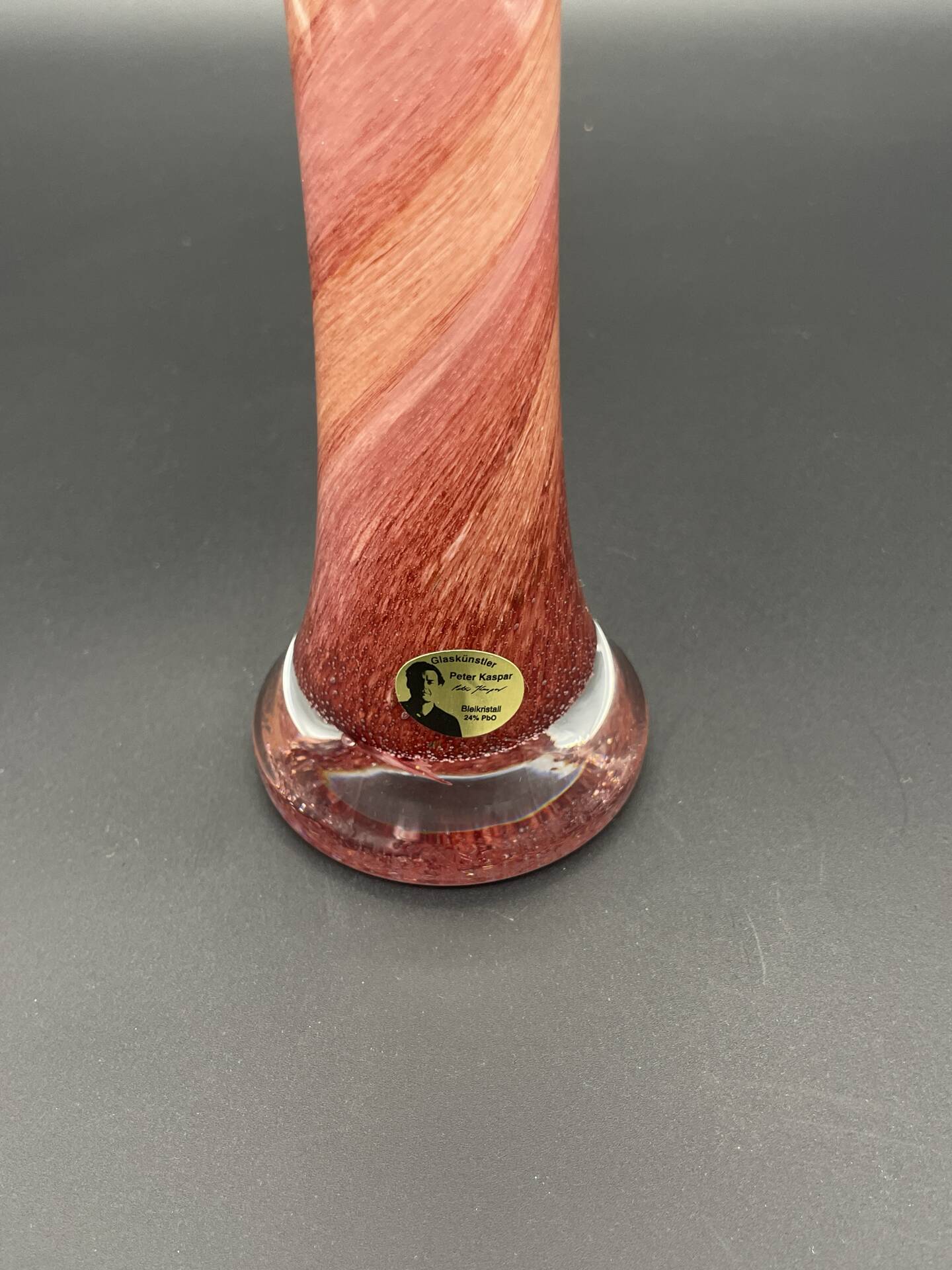Vase Peter Kaspar en cristal 24 % PbO rose et rouge