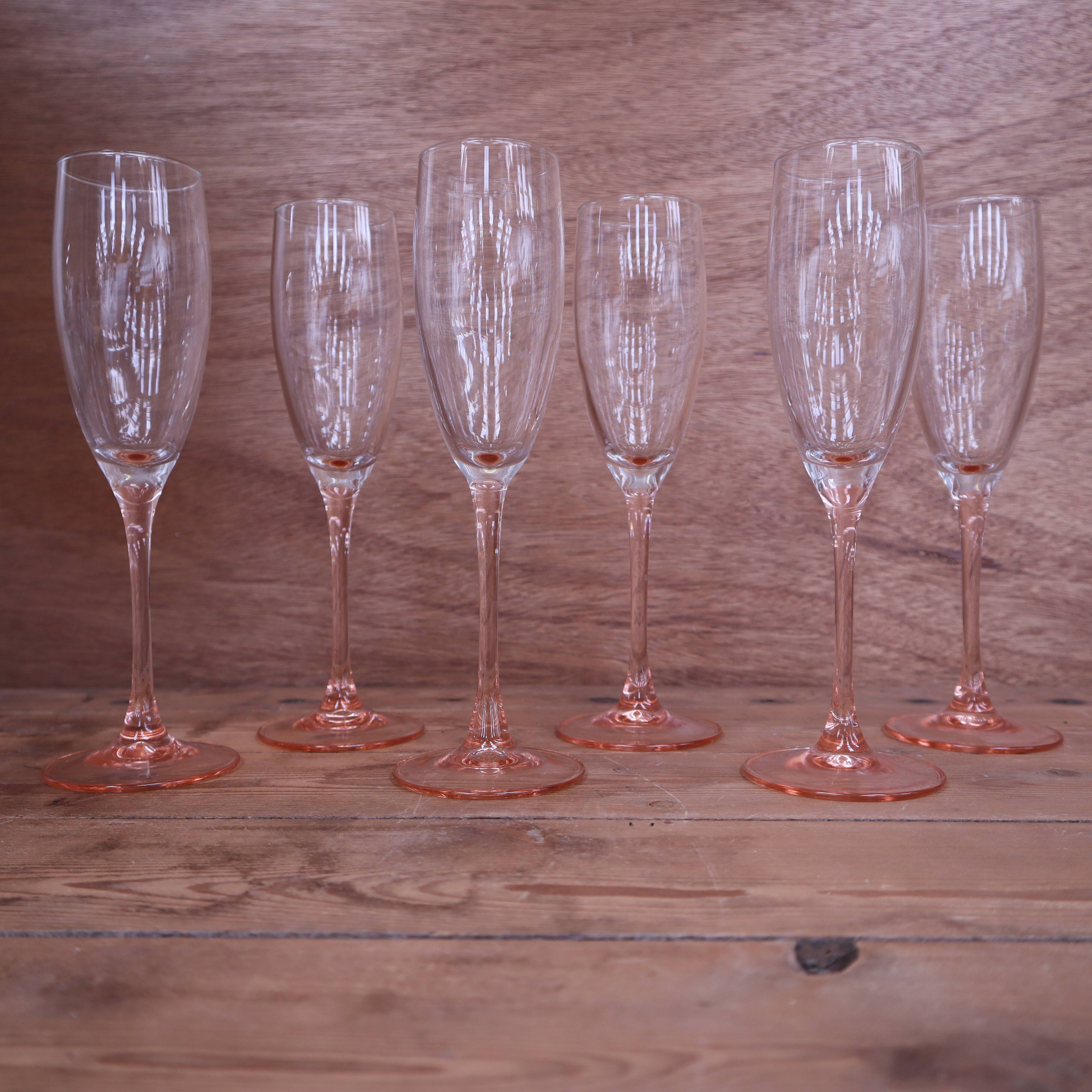 Champagne glasses Arcoroc Luminarc France pink stem