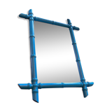 Miroir ancien rénové cadre bois style bambou 58 x 43 cm