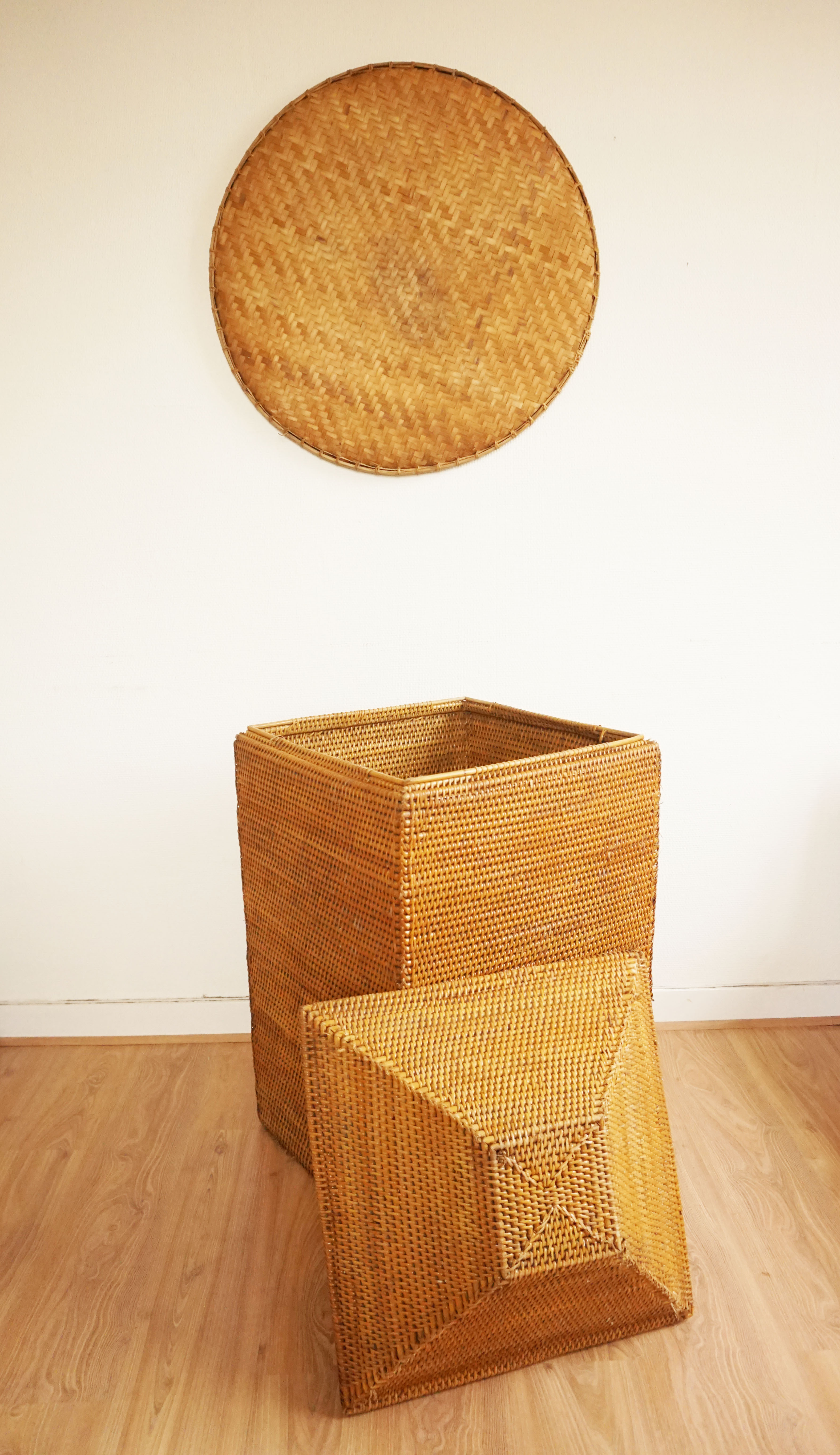 Vintage rattan and wicker storage box