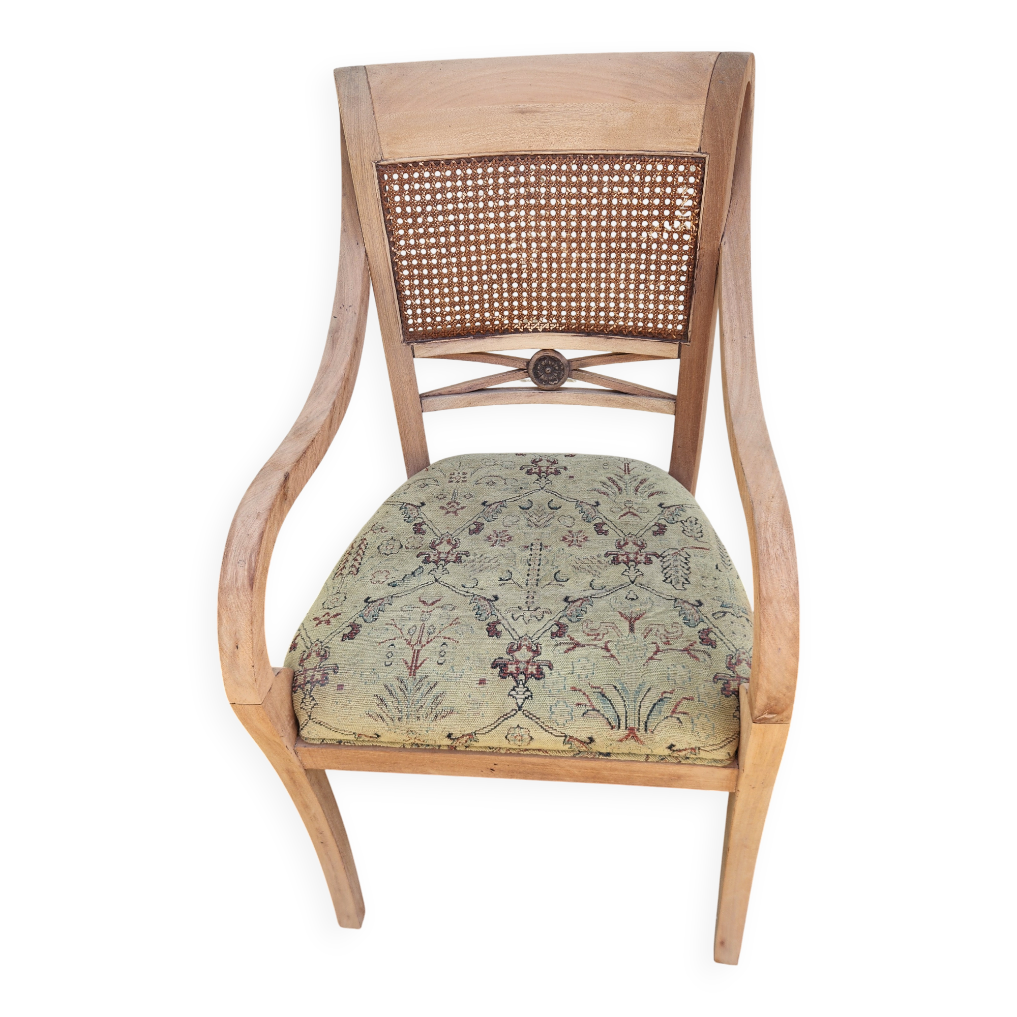 Fauteuil cabriolet palecek – bois brut & cannage