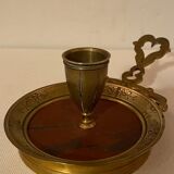 Hand-held rat tail in gilded brass and red marble