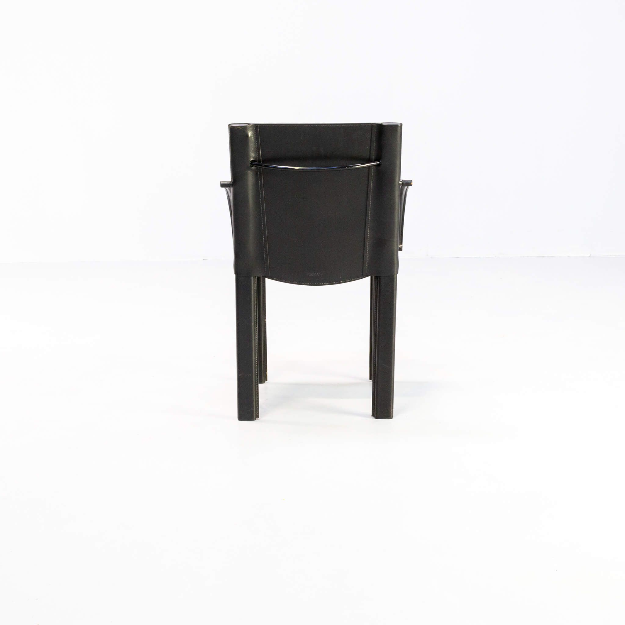 Carlo Bartoli black leather dining chair for Matteo Grassi set/4
