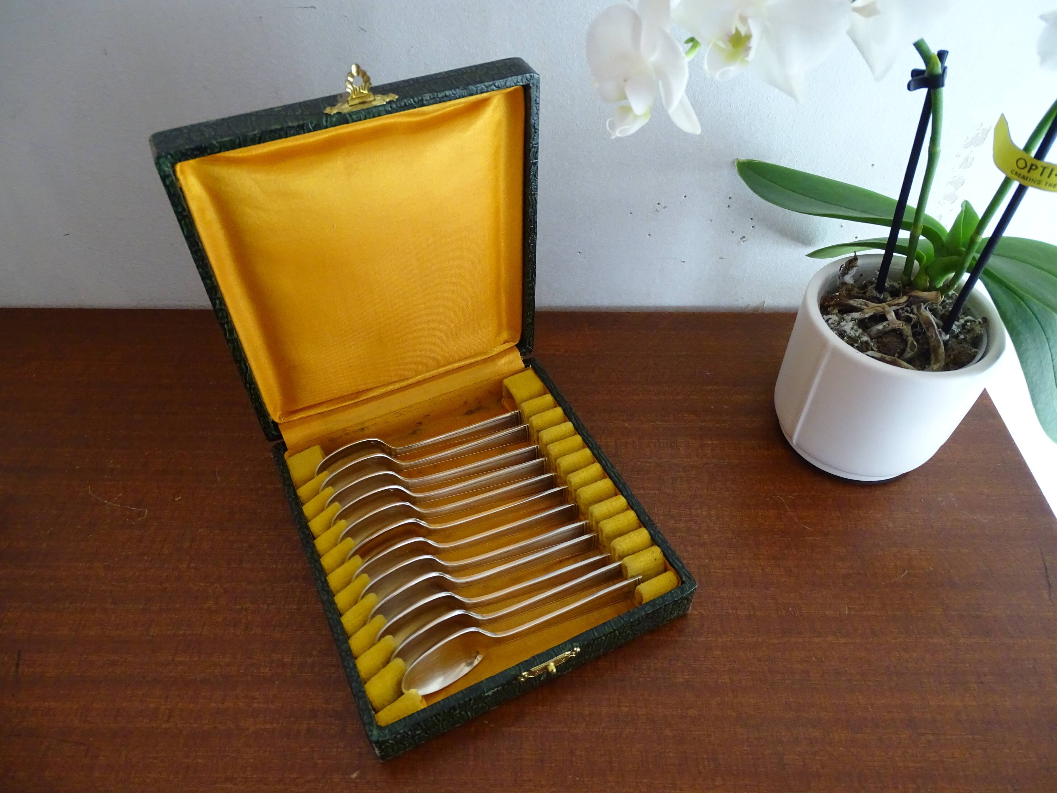 12 teaspoons Ravinet denfer silver metal Art Deco 10 cm