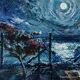 Oil painting in impressionist style, moonlit scene, 1983 – Alexander Michael