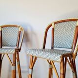 Vintage Gaty bar stools in two-tone rattan and caning.